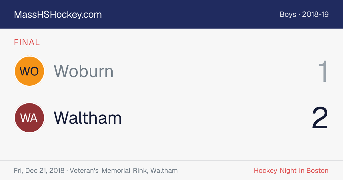 Woburn at Waltham score card