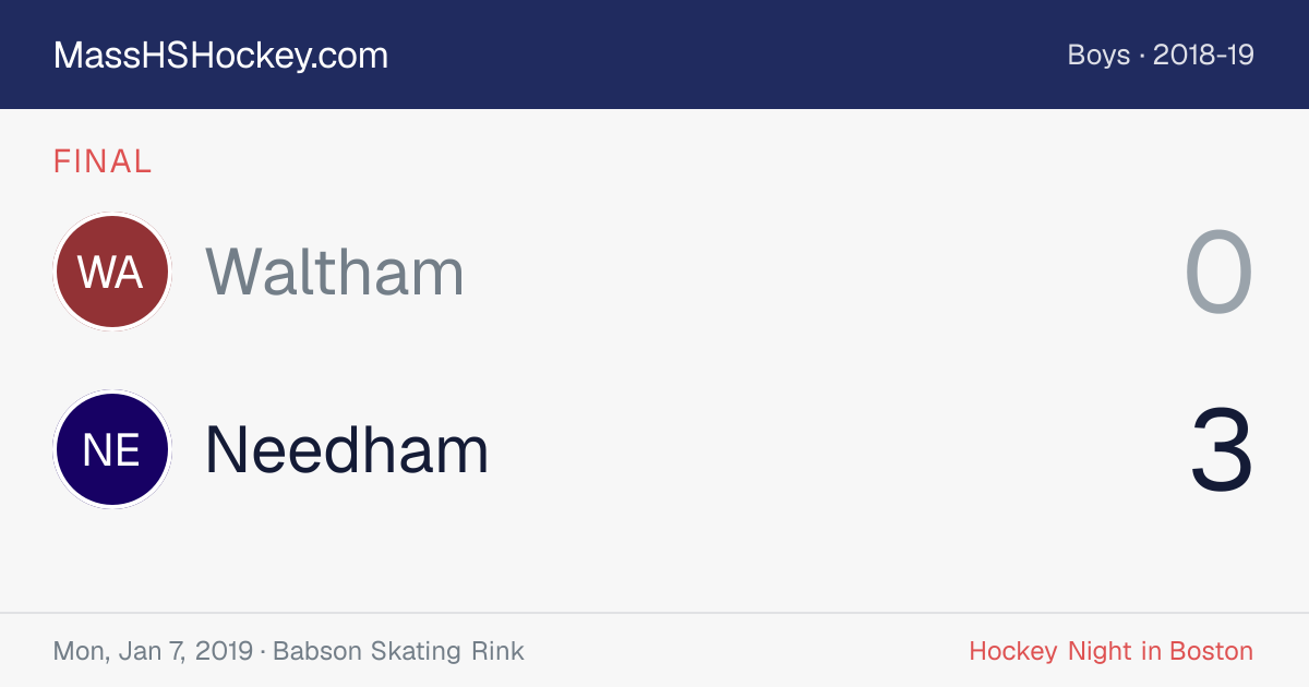 Waltham at Needham score card