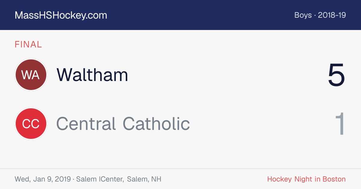 Waltham at Central Catholic score card