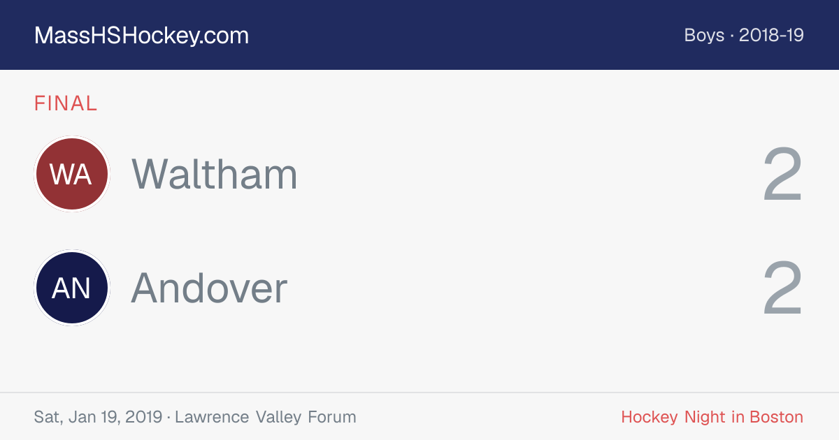 Waltham at Andover score card