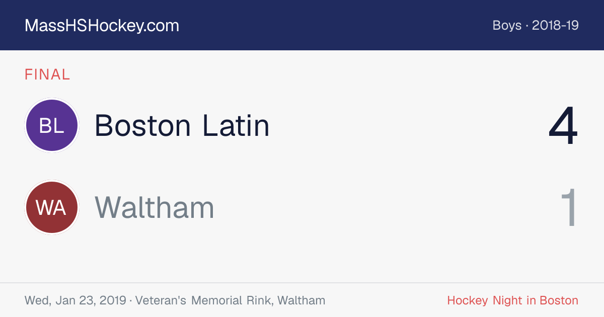 Boston Latin at Waltham score card