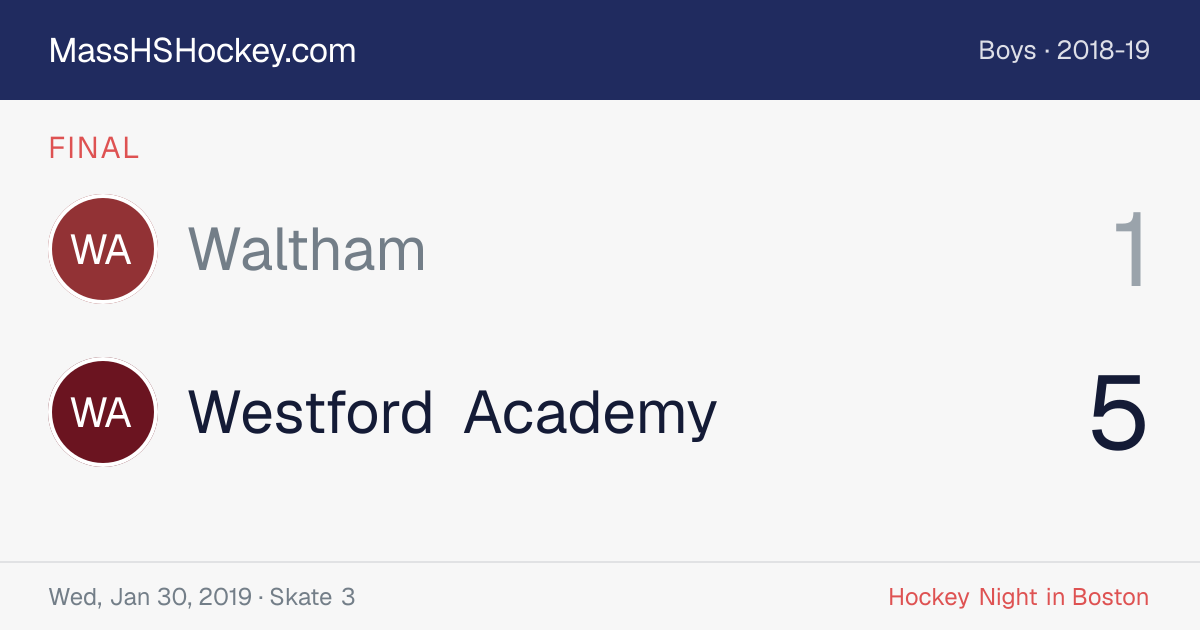 Waltham at Westford Academy score card