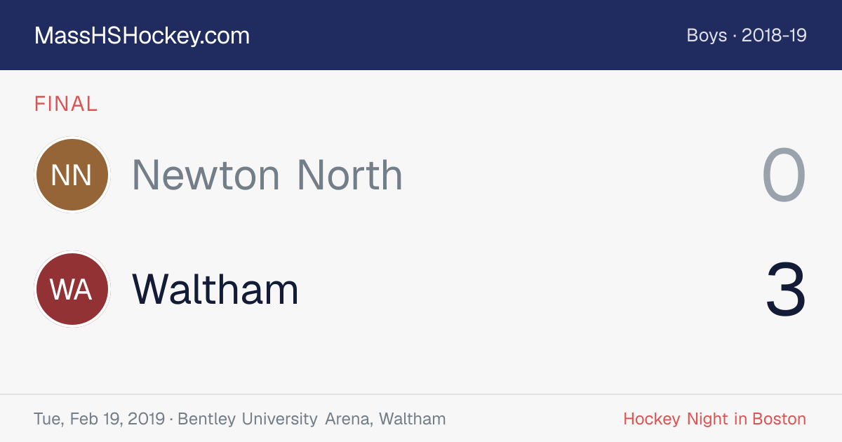 Newton North at Waltham score card
