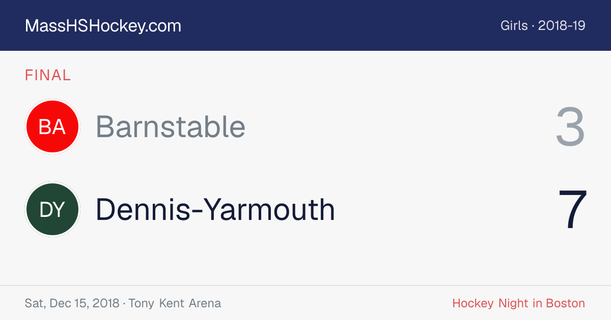 Barnstable at Dennis-Yarmouth score card