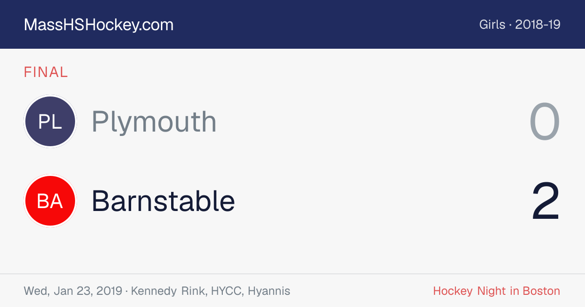 Plymouth at Barnstable score card