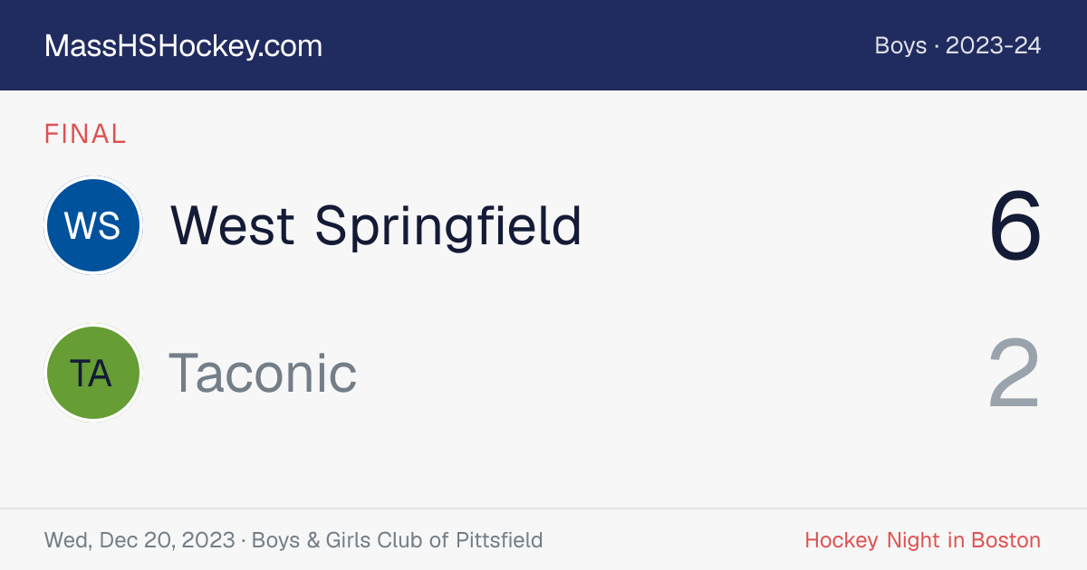 West Springfield at Taconic score card