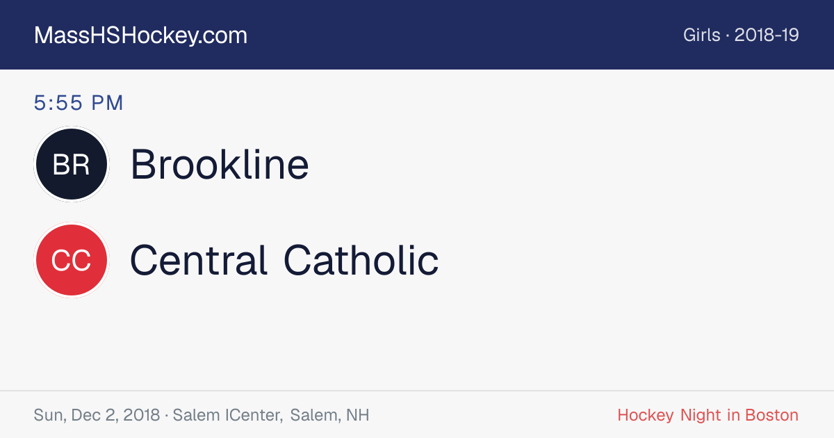 Brookline at Central Catholic score card