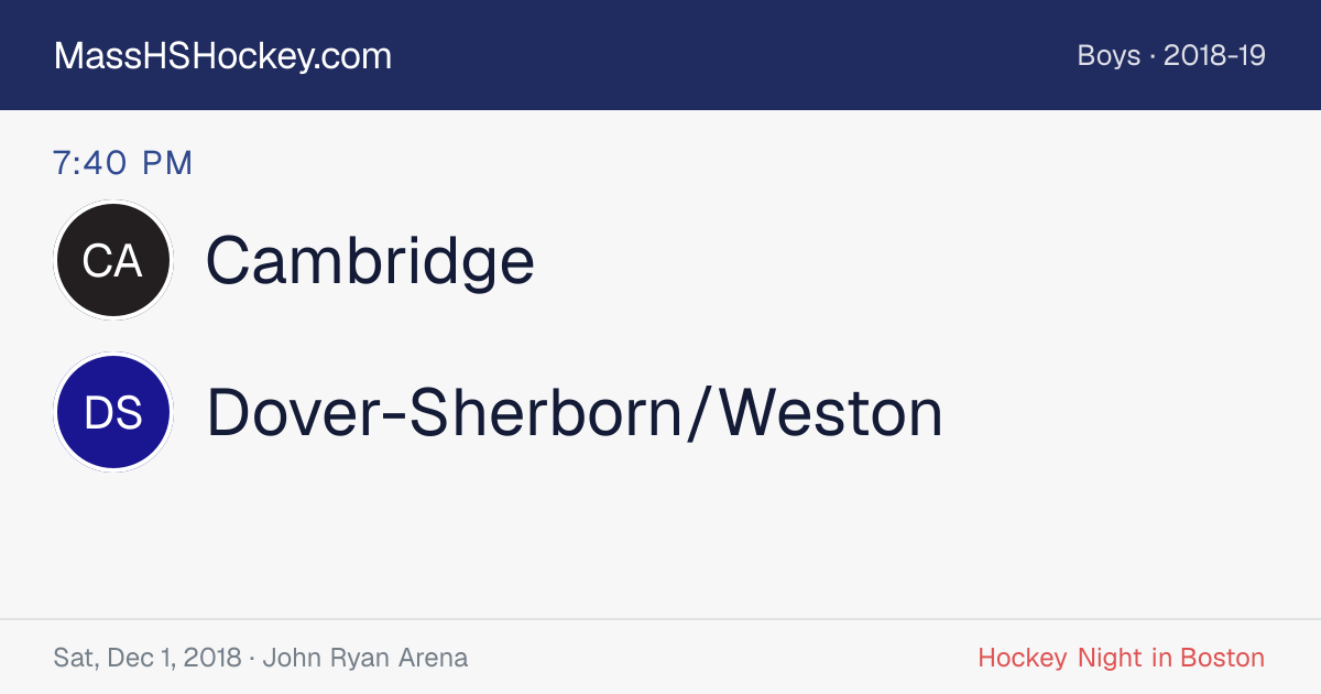 Cambridge at Dover-Sherborn/Weston score card