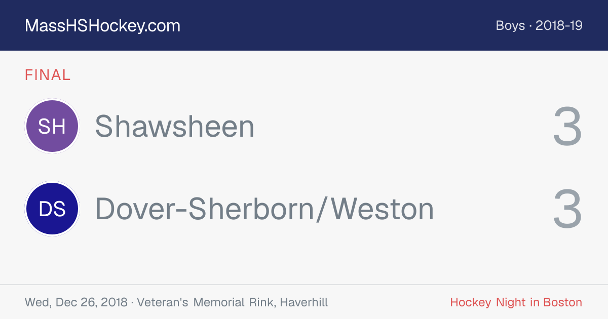 Shawsheen at Dover-Sherborn/Weston score card