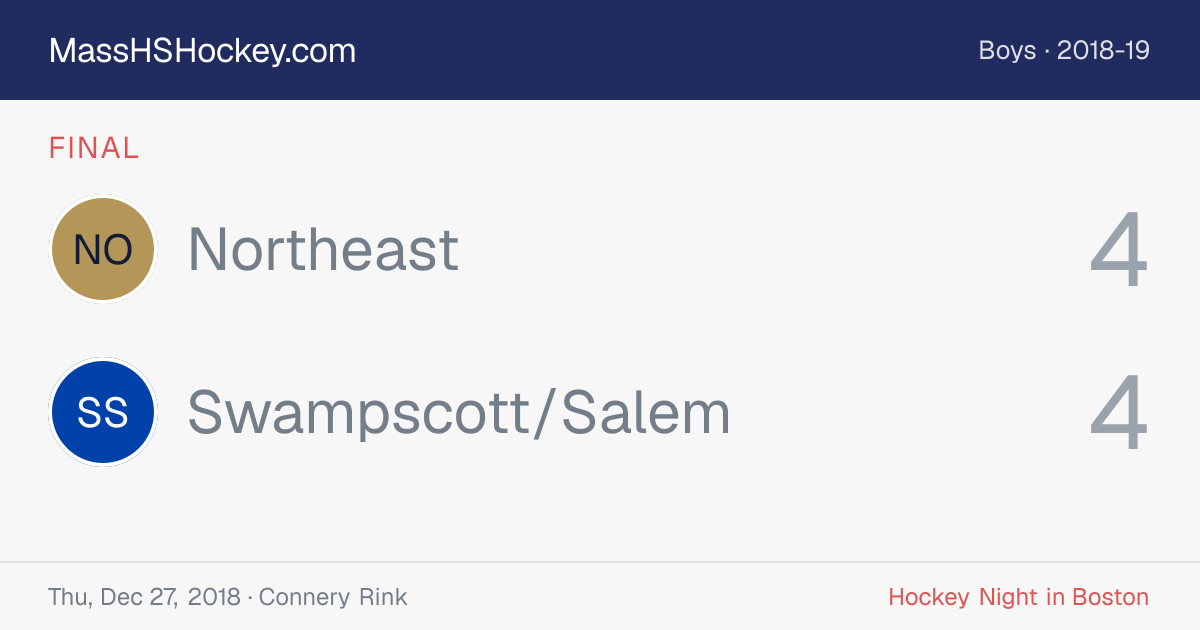 Northeast at Swampscott/Salem score card