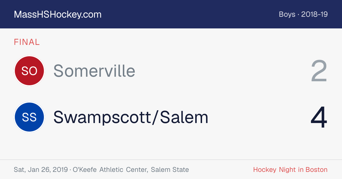 Somerville at Swampscott/Salem score card