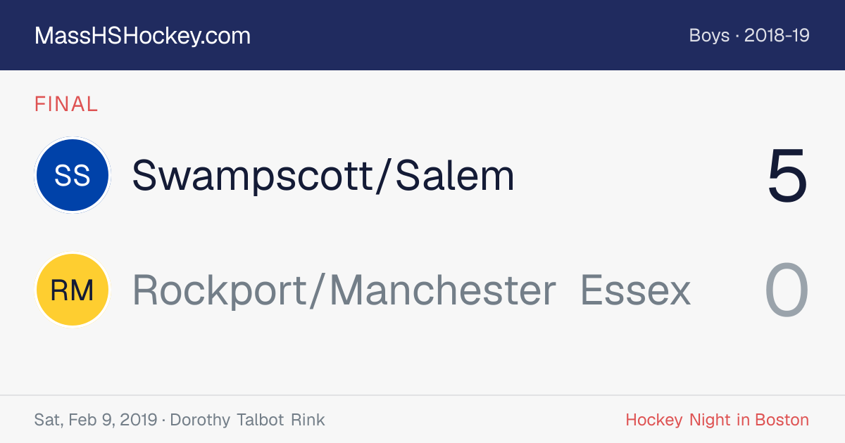 Swampscott/Salem at Rockport/Manchester Essex score card