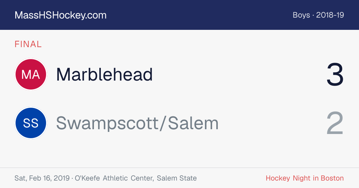 Marblehead at Swampscott/Salem score card