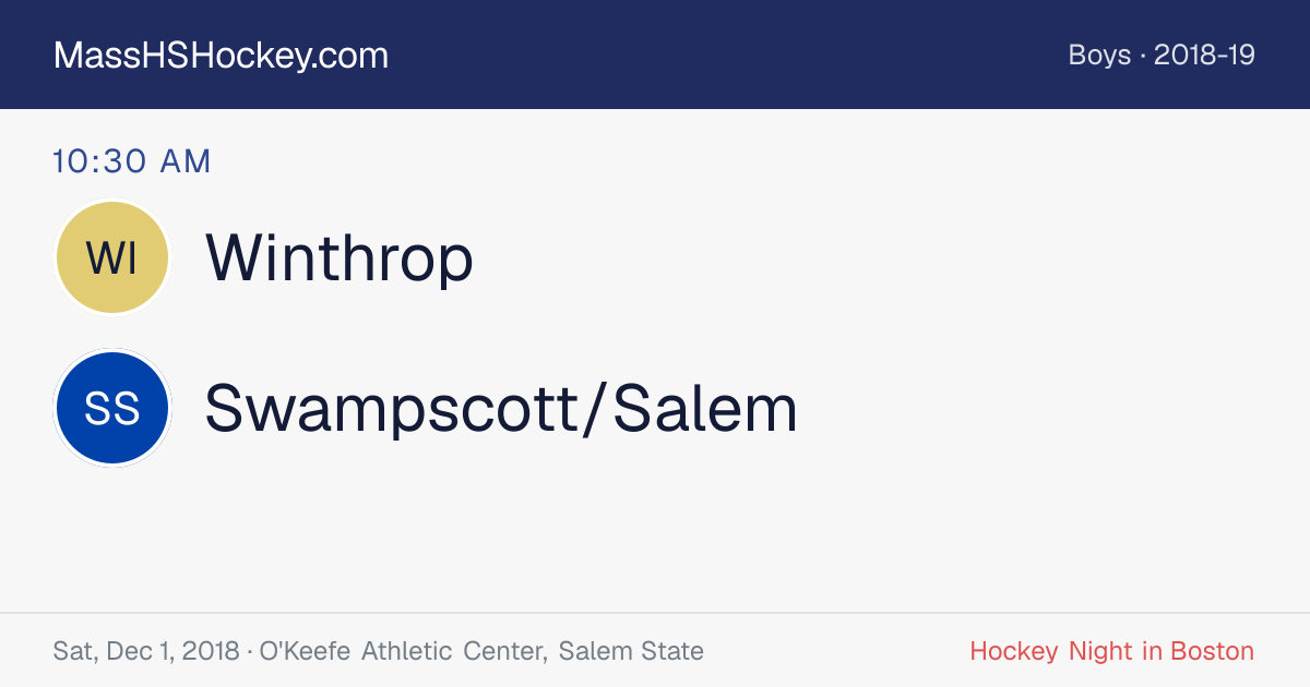Winthrop at Swampscott/Salem score card