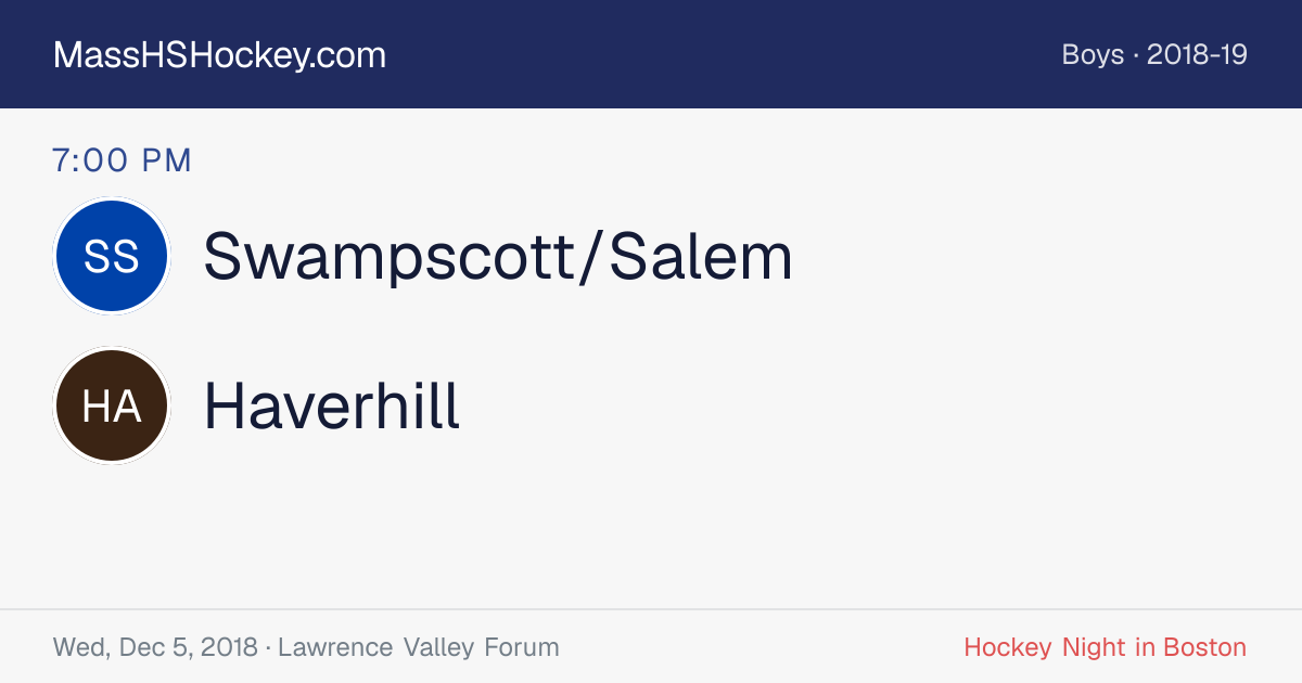 Swampscott/Salem at Haverhill score card