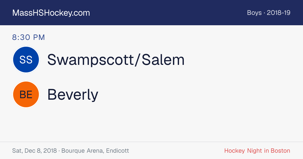 Swampscott/Salem at Beverly score card