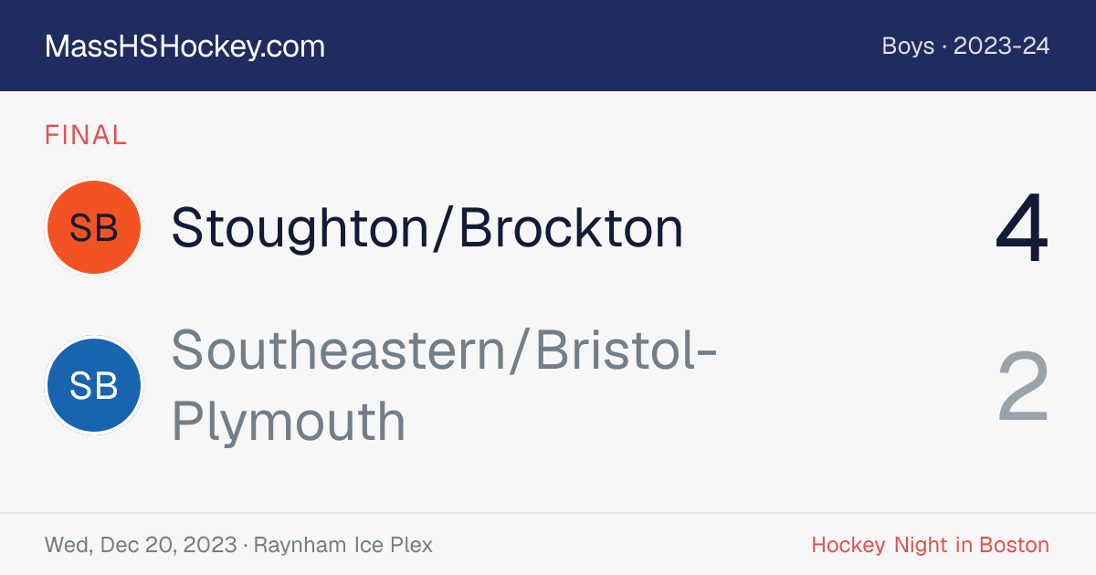 Stoughton/Brockton at Southeastern/Bristol-Plymouth score card