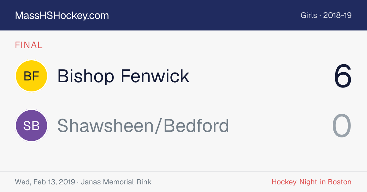 Bishop Fenwick at Shawsheen/Bedford score card