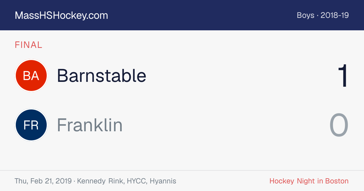 Barnstable at Franklin score card