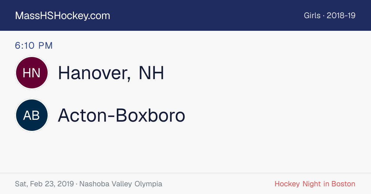 Hanover, NH at Acton-Boxboro score card