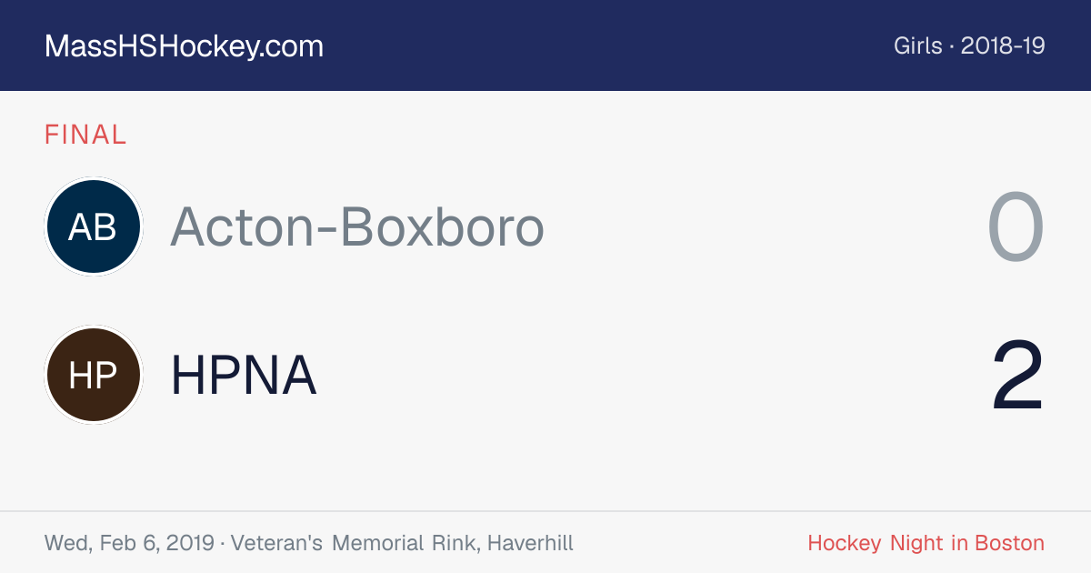 Acton-Boxboro at HPNA score card