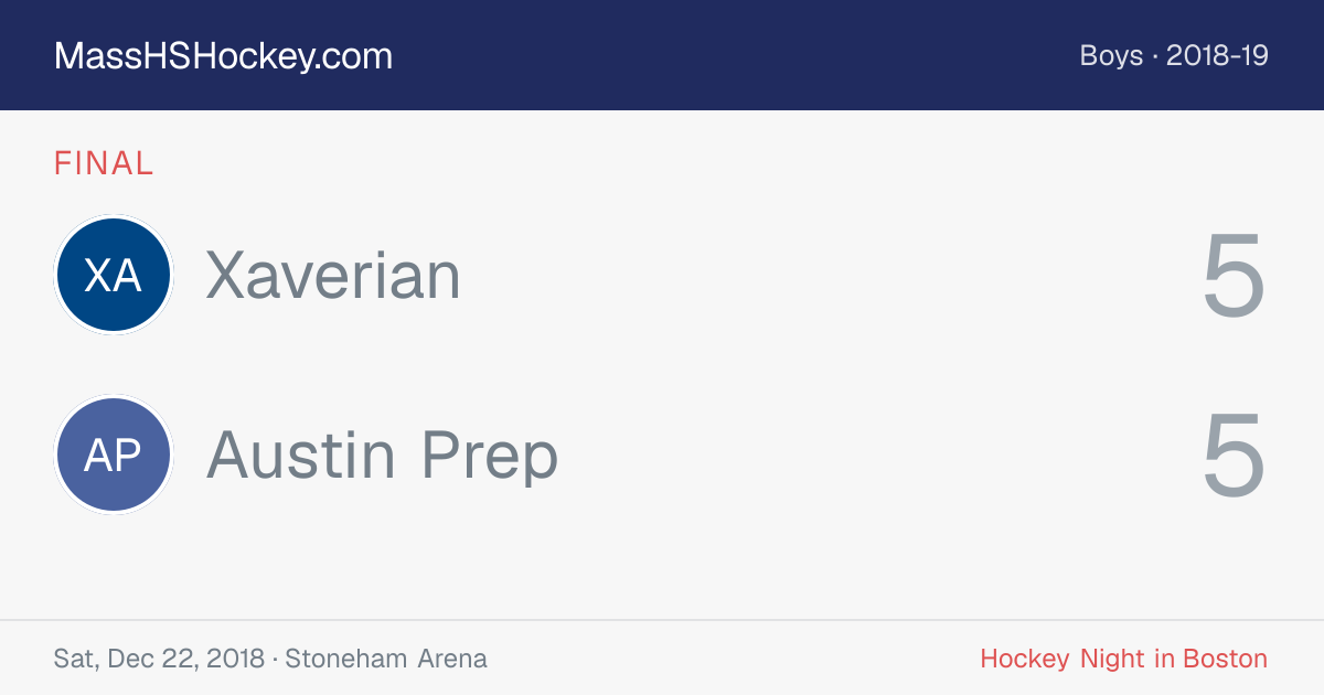 Xaverian at Austin Prep score card