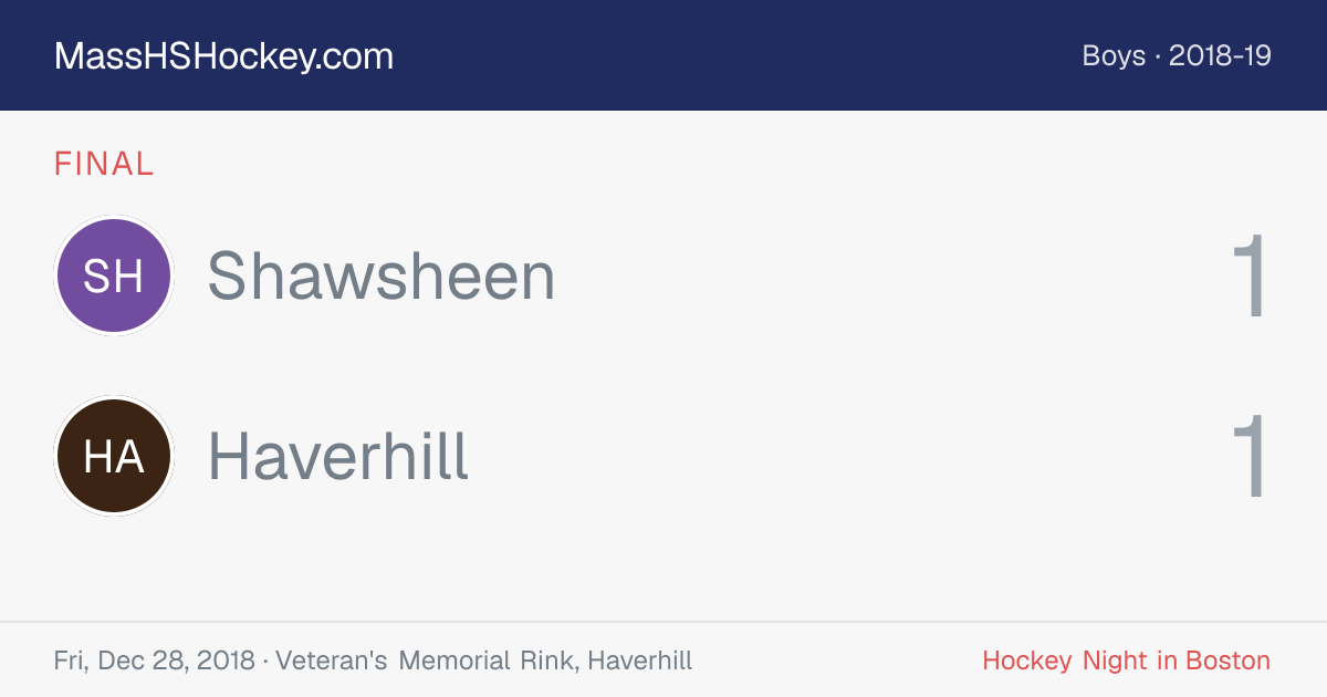 Shawsheen at Haverhill score card