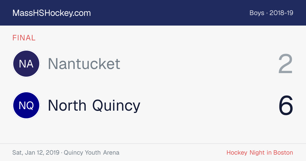 Nantucket at North Quincy score card