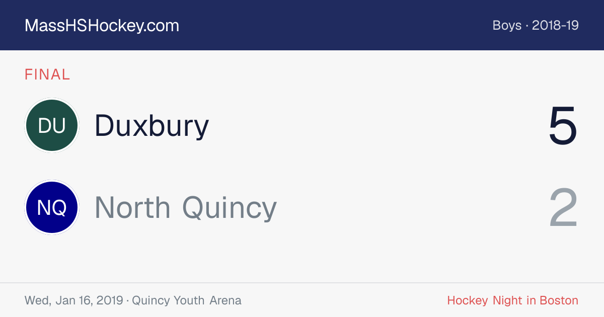 Duxbury at North Quincy score card