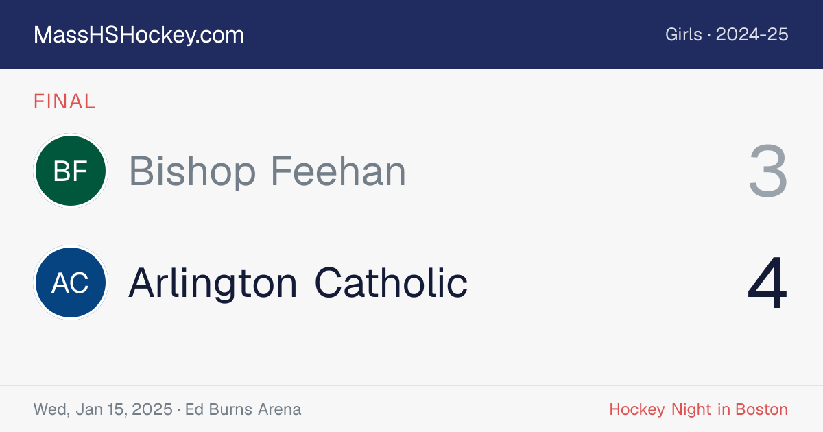 Bishop Feehan at Arlington Catholic score card