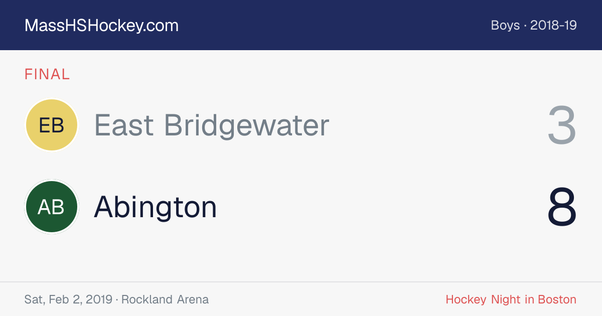 East Bridgewater at Abington score card