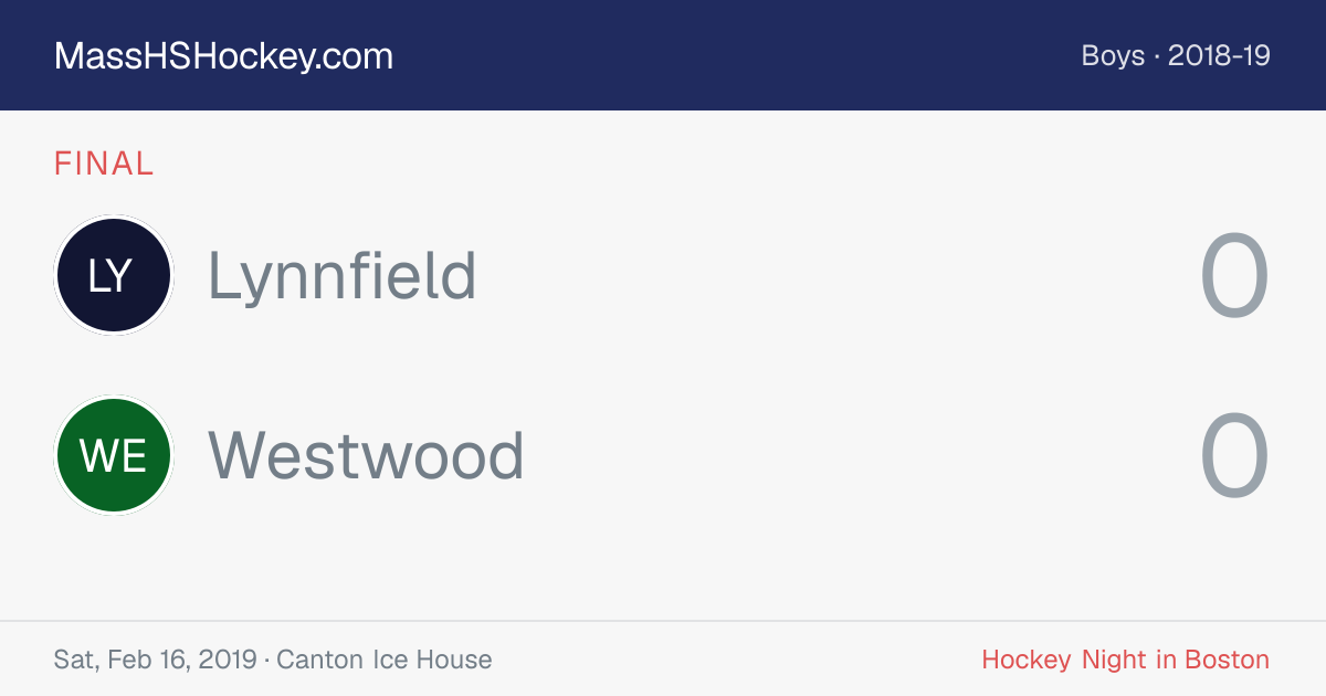 Lynnfield at Westwood score card