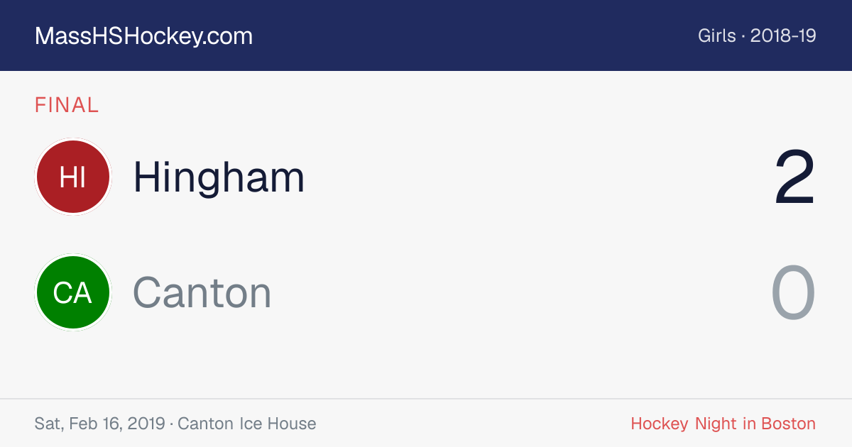 Hingham at Canton score card