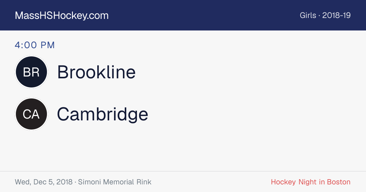 Brookline at Cambridge score card