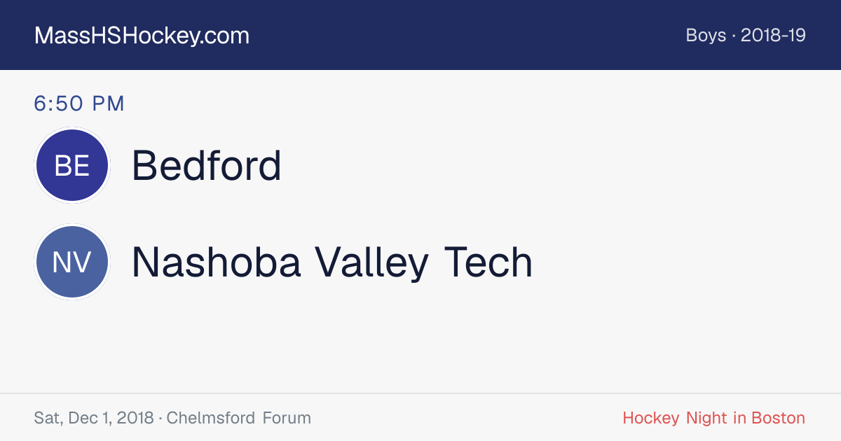 Bedford at Nashoba Valley Tech score card