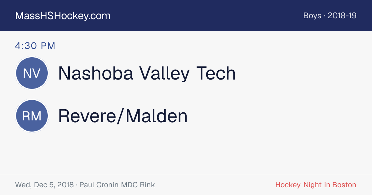 Nashoba Valley Tech at Revere/Malden score card
