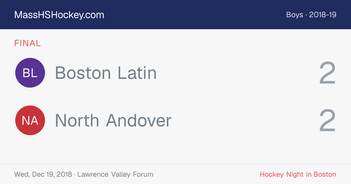 Boston Latin at North Andover score card
