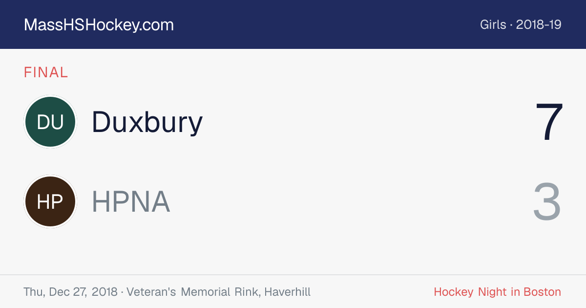 Duxbury at HPNA score card