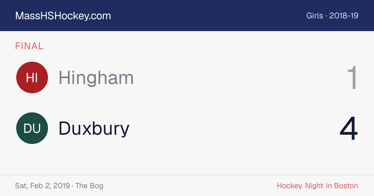 Hingham at Duxbury score card