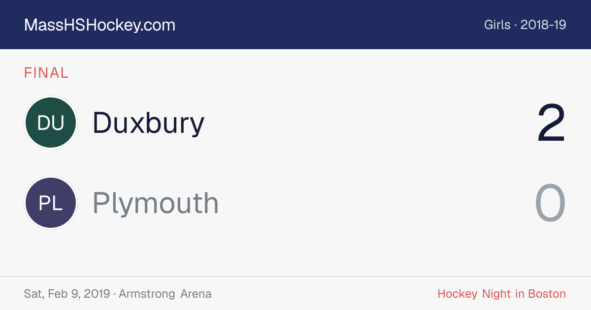 Duxbury at Plymouth score card