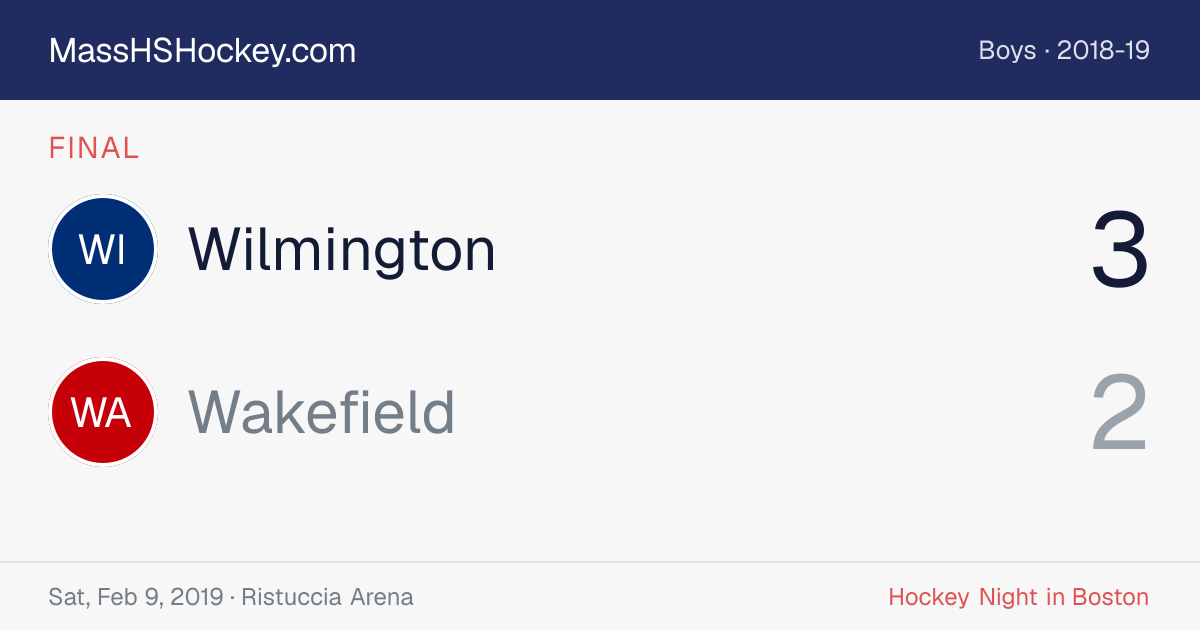 Wilmington at Wakefield score card