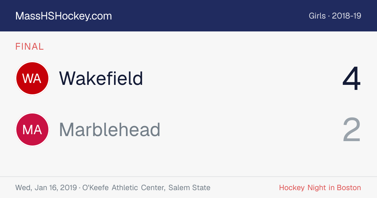 Wakefield at Marblehead score card