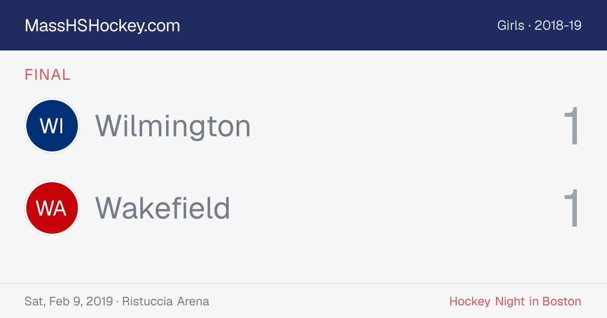 Wilmington at Wakefield score card