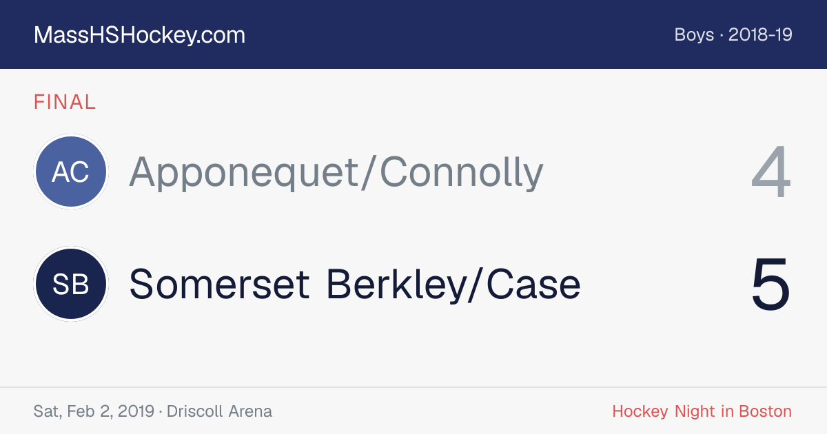 Apponequet/Connolly at Somerset Berkley/Case score card