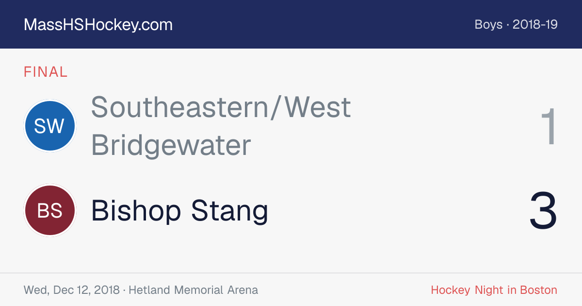 Southeastern/West Bridgewater at Bishop Stang score card