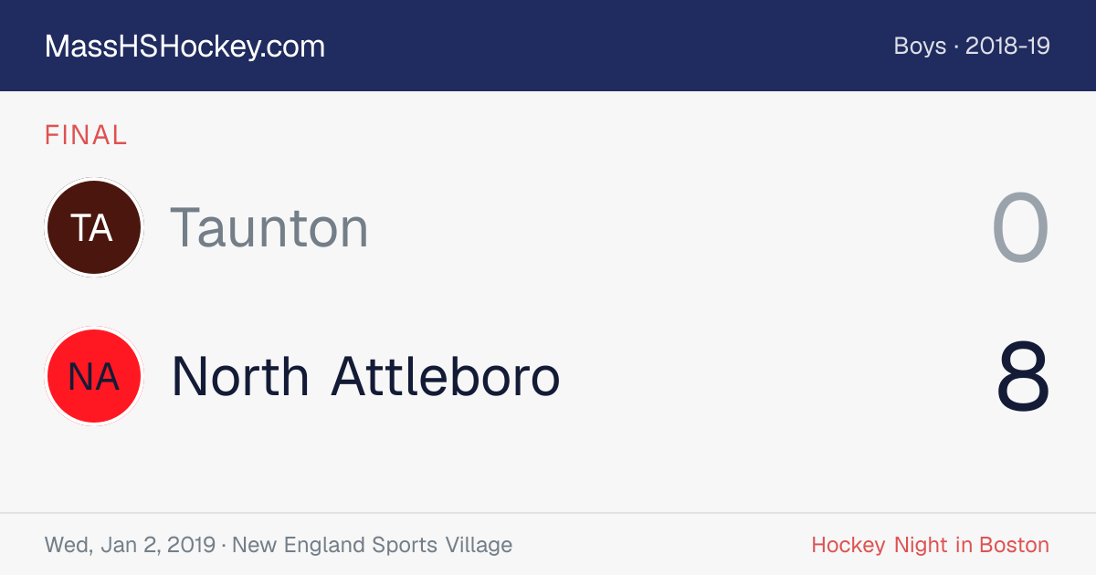 Taunton at North Attleboro score card