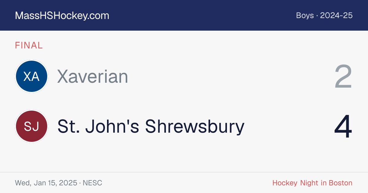 Xaverian at St. John's Shrewsbury score card