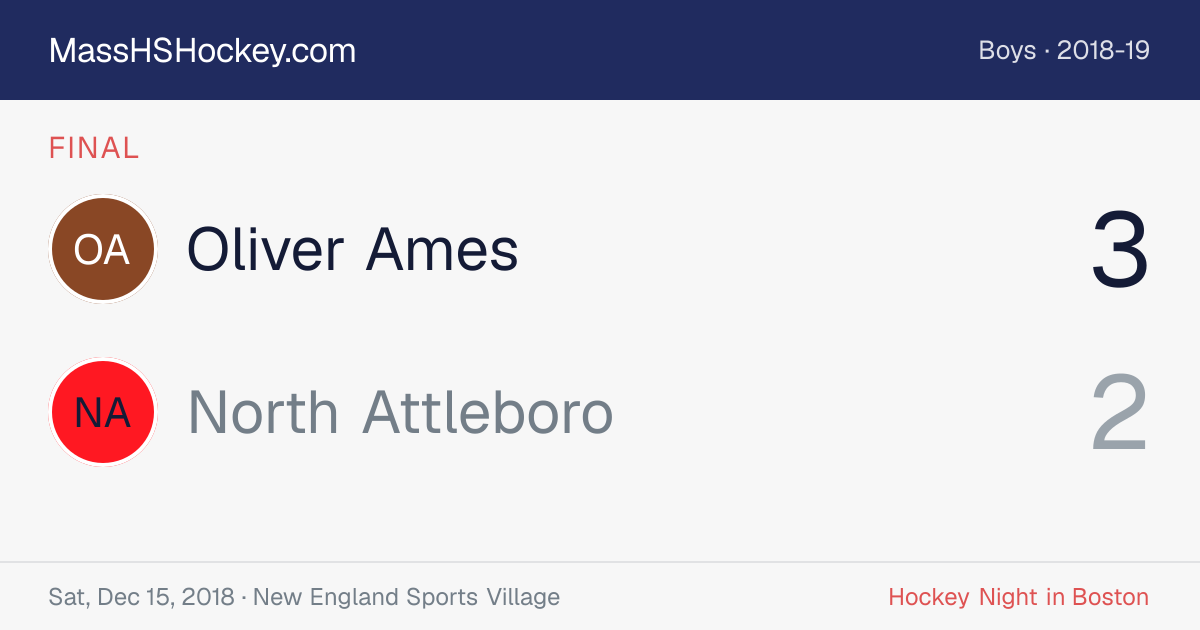 Oliver Ames at North Attleboro score card