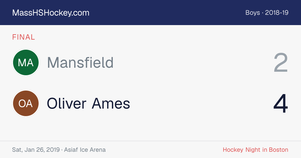 Mansfield at Oliver Ames score card