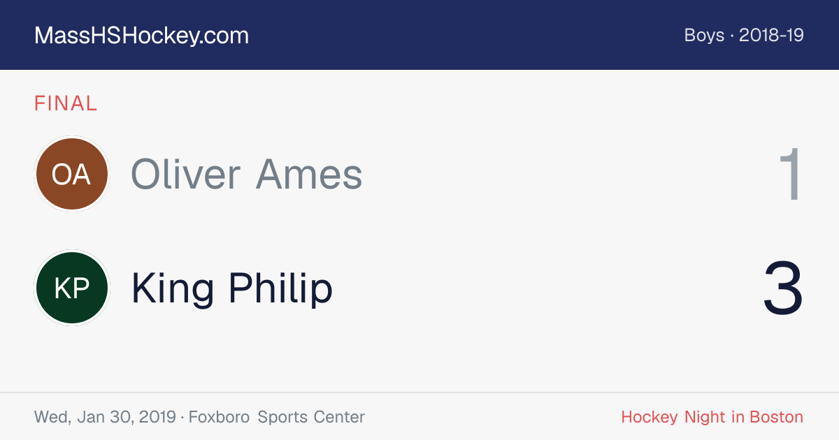 Oliver Ames at King Philip score card